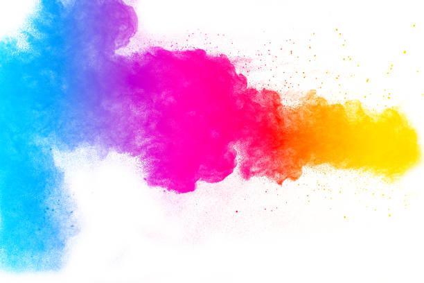 istock Multi color powder explosion isolated on white background. Colored dust splash cloud  on white background. Launched colorful particles on background. Painted Holi in festival. 959561508