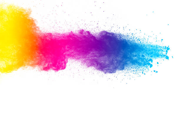istock Multi color powder explosion isolated on white background. Colored dust splash cloud  on white background. Launched colorful particles on background. Painted Holi in festival. 959561560