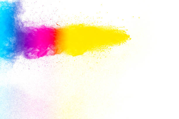 istock Multi color powder explosion isolated on white background. Colored dust splash cloud  on white background. Launched colorful particles on background. Painted Holi in festival. 959561572