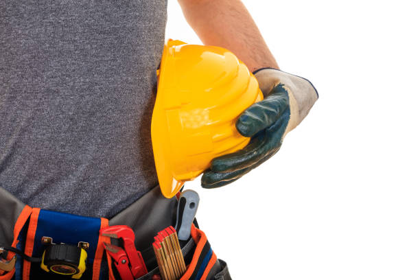 istock Worker with safety equipment on white background 959565876