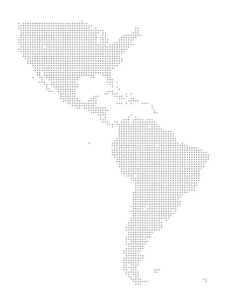 Vector illustration of Map of Dots - North and South America