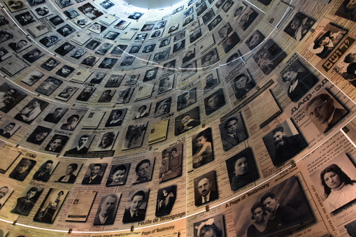 Jerusalem, Israel : May 15, 2018: .Yad Vashem is an official institution for the commemoration of the Holocaust in Israel located above the Mount of Remembrance in Jerusalem, in the western part of Mount Herzl.
The Hall of Names in the Yad Vashem Holocaust Memorial Site in Jerusalem, Israel, remembering some of the 6 million Jews murdered during World War II
The entrance to the site is free and open to everyone