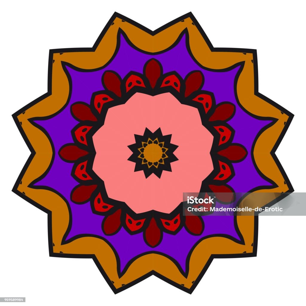 Mandala. Blue, red, gold color flower ornament. Vector illustration. Mandala. Blue, red, gold color flower ornament. Vector cool illustration Abstract stock vector