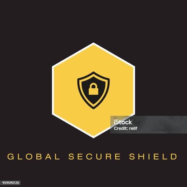 Global Secure Shield Icon Stock Illustration - Download Image Now - Abstract, Business, Communication