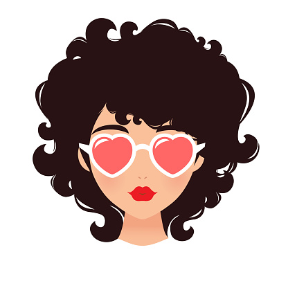 Curly Girl With Sunglasses Cartoon Vector Illustration Stock Illustration -  Download Image Now - iStock