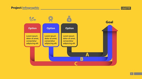 Three Option Matrix Three Options Arrow Chart Slide Template Stock Illustration - Download ...