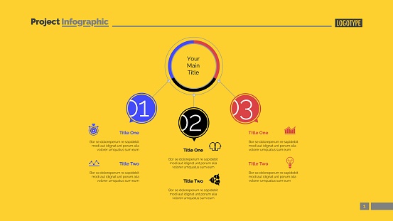 Three Point Flow Three Points Workflow Slide Template Stock Illustration - Download ...