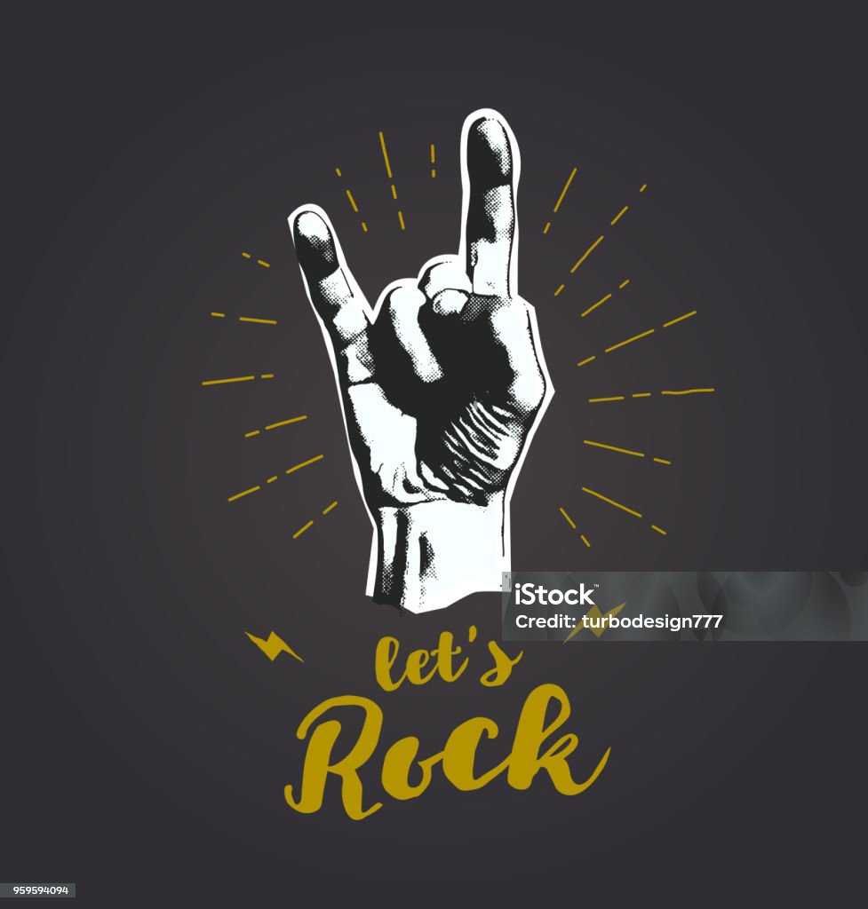 monochrome antique hipster monochrome antique hipster vintage label , badge, crest rock and roll for flyer poster or t-shirt apparel clothing print with lettering hand and lightning. Vector Rock Music stock vector