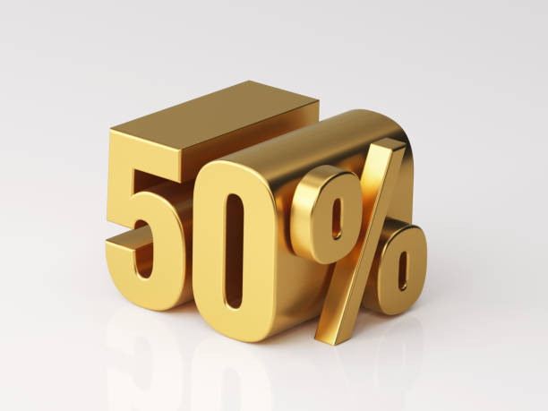 fifty percent off discount symbol - 50 percent imagens e fotografias de stock