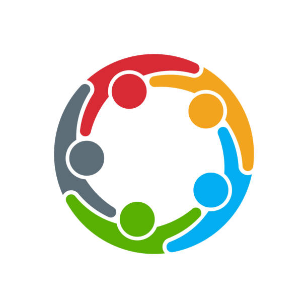 社会的なメディア ネットワークのロゴ。ベクトル図 - people globe点のイラスト素材／クリップアート素材／マンガ素材／アイコン素材