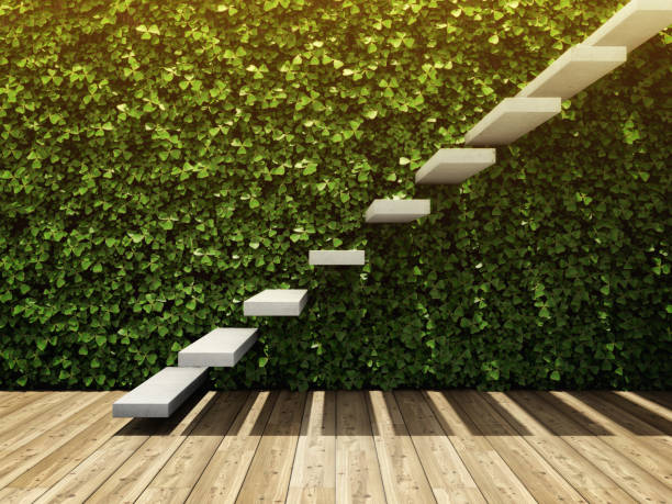 istock Room with wall from vertical garden and staircase 959613074