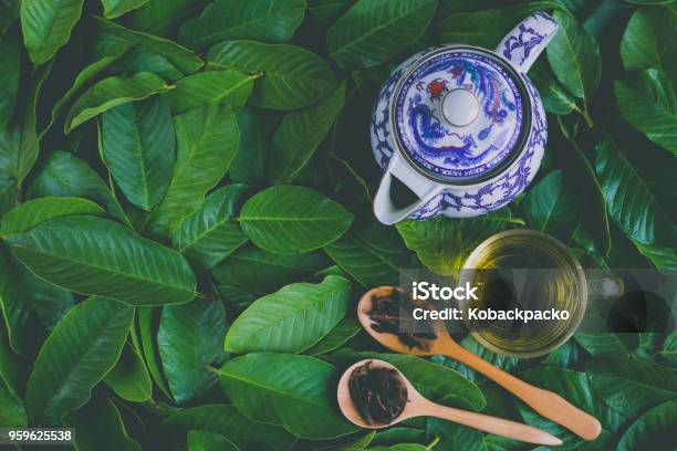 Juego De Té Endecha Plana Foto de stock y más banco de imágenes de Belleza - Belleza, Café - Edificio de hostelería, Crecimiento