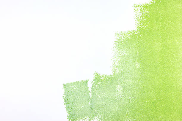 partly painted wall in green colors. home renovation concept