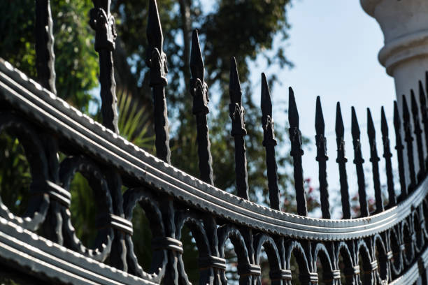 istock Metal wrought iron fence 959634404