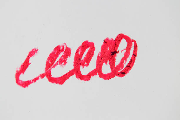 istock Red line, stroke, splash cosmetic pencil, on white background 959638102