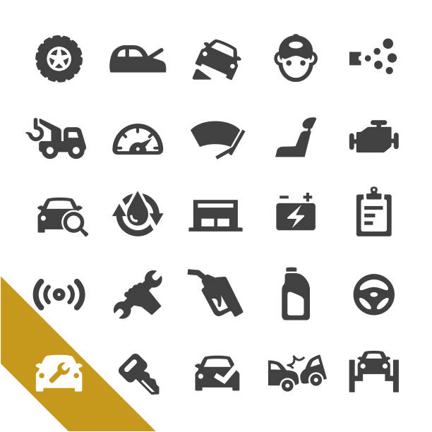 иконки автомастерской - выберите серию - car symbol repairing auto repair shop stock illustrations