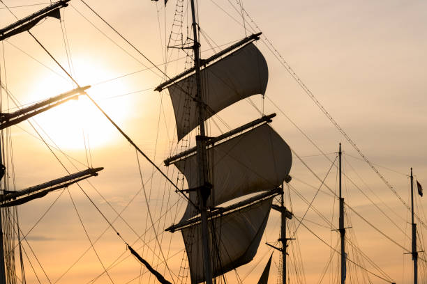 istock Old sailing ship at the river IJssel during sunset 959642064