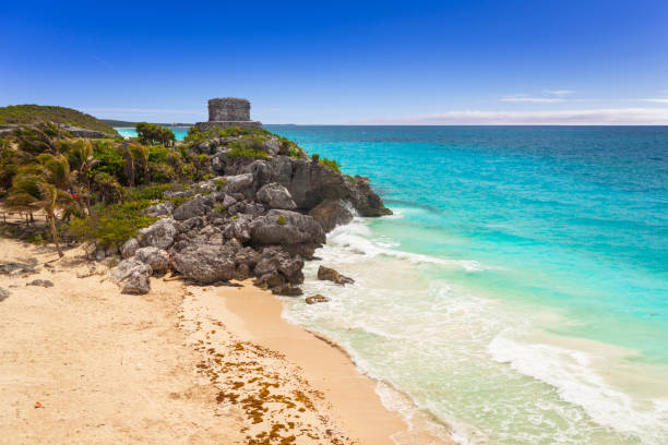istock Caribbean beach at the cliff in Tulum 959642402