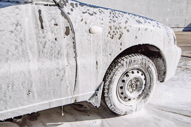 istock car in soap. carwash concept. self-service 959643120