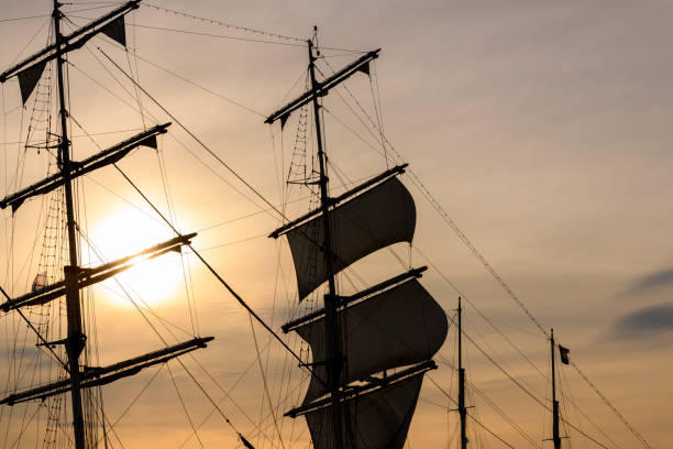 istock Old sailing ship at the river IJssel during sunset 959645428