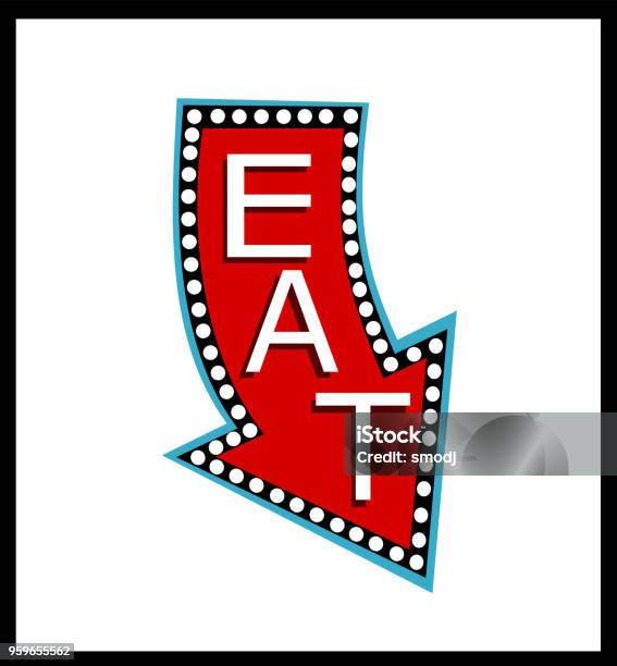 Eat Map Sign Neon Eat Sign Stock Illustration - Download Image Now - Diner, Sign ...