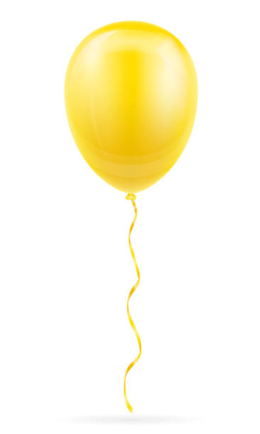 istock celebratory yellow balloon pumped helium with ribbon stock vector illustration 959661466