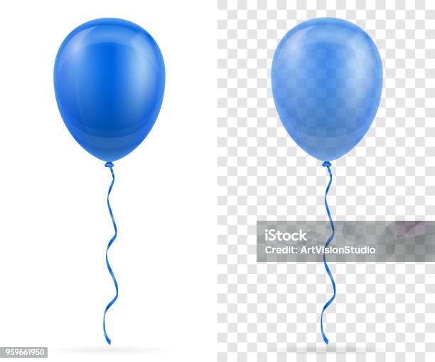 Ilustración de Globos Transparentes Azul Luminosa Bombeada Helio Con Ilustración Vectorial De Stock De Cinta y más Vectores Libres de Derechos de Globo - Decoración