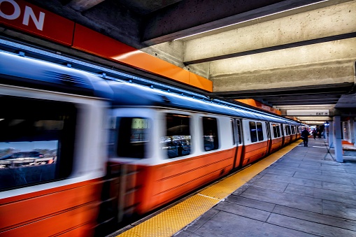 Wellington Train Station MBTA Orange Line at Everett, Massachusetts