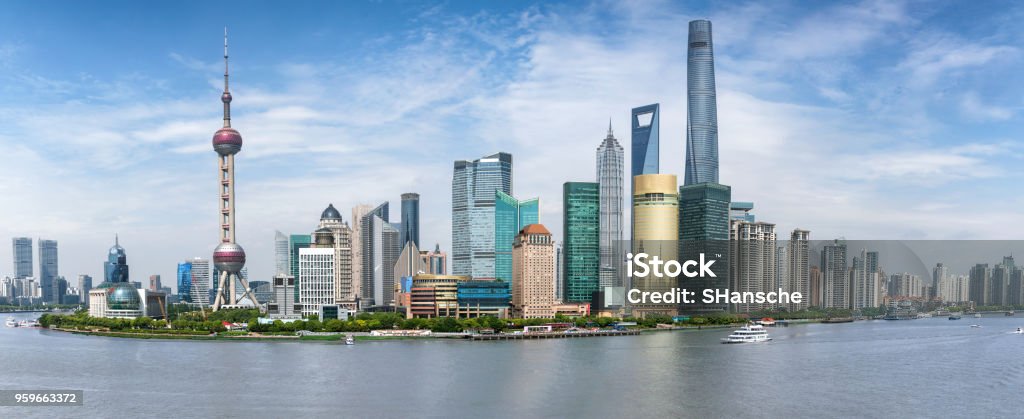 Panorama auf die Skyline von Shanghai, China - Lizenzfrei China Stock-Foto