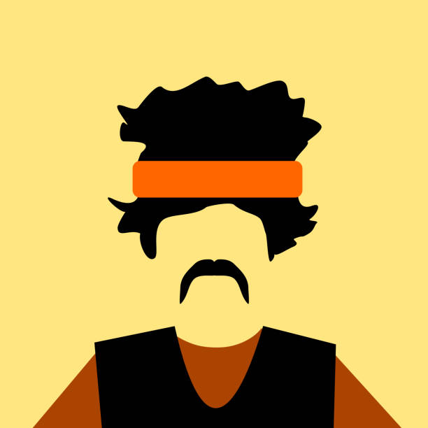 man vest and headband man wearing vest and orange headband pimp stock illustrations