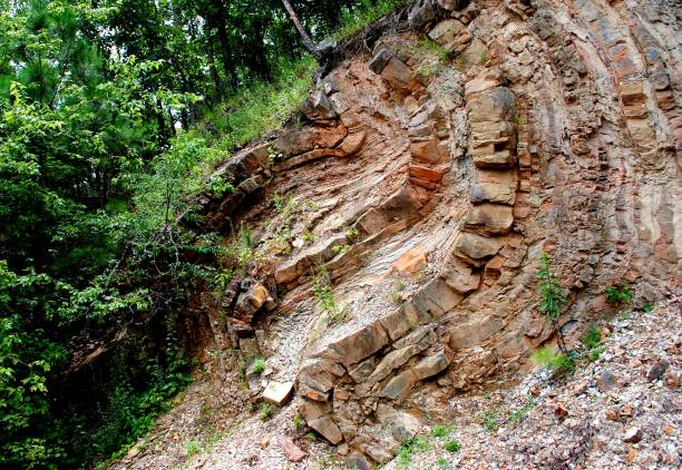Geographic Folding Showing Earth Movement in Rock Stratum