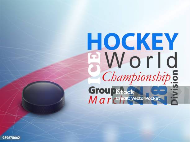 Ice Hockey World Championship Vektor Banner Stock Vektor Art und mehr Bilder von Hockey - Hockey, Bildhintergrund, Puck