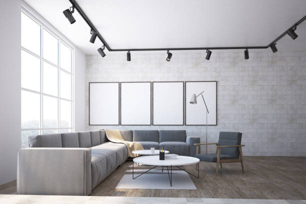 istock White brick scandinavian living room interior 959681238