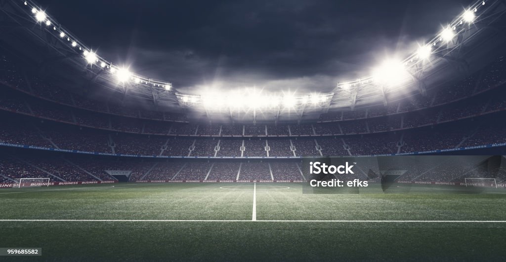 The stadium The imaginary football stadium is modelled and rendered. Soccer Stock Photo