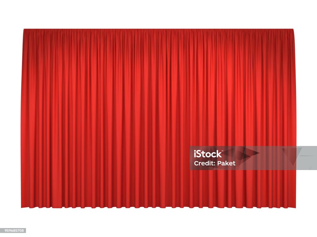 Red stage curtains Red stage curtains for interior performance event on theatrical stage or in concert hall, isolated on white background. Vector illustration Curtain stock vector
