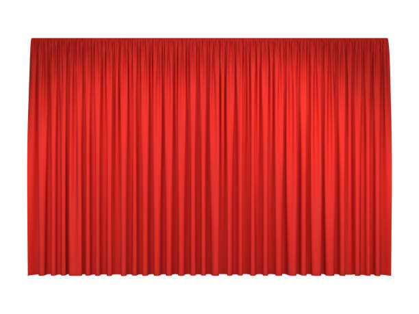 Red stage curtains Red stage curtains for interior performance event on theatrical stage or in concert hall, isolated on white background. Vector illustration curtain stock illustrations