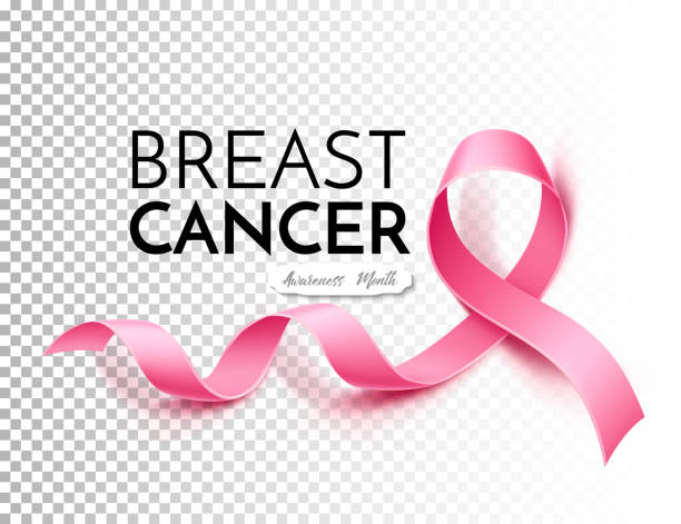 вектор рака молочной железы осведомленности плакат розовая лента - рак груди stock illustrations