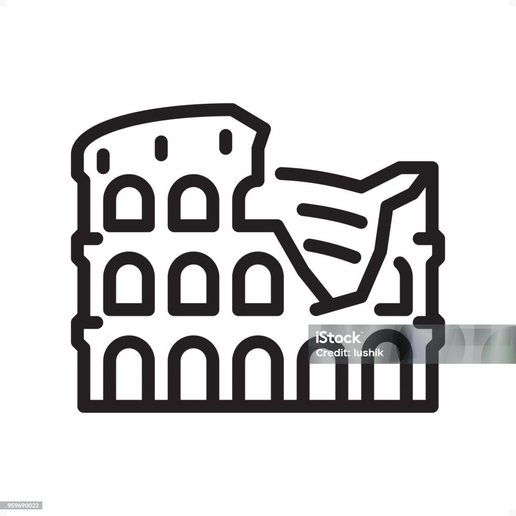 Coliseum - Outline Icon - Pixel Perfect Coliseum — Professional outline black and white vector icon.
Pixel Perfect Principle - icon designed in 64x64 pixel grid, outline stroke 2 px.

Complete Outline BW board — https://www.istockphoto.com/collaboration/boards/74OULCFeYkmRh_V_l8wKCg Architecture stock vector