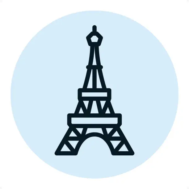 Vector illustration of Eiffel tower - Pixel Perfect Single Line Icon