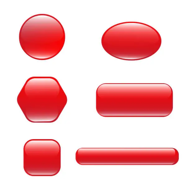 Vector illustration of Set of red square and rounded button