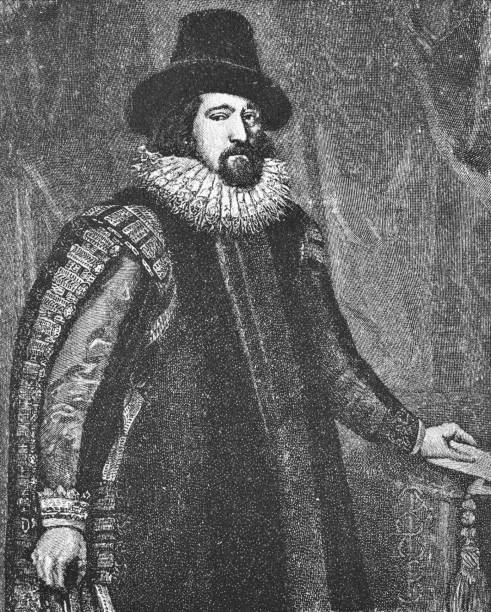 Portrait of Sir Francis Bacon - 17th Century Portrait of Sir Francis Bacon, 1st Viscount St Alban. Vintage halftone etchings circa mid 19th century. francis bacon stock illustrations