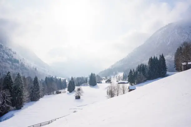 Beautiful winter scenery in the german alps at Oberstdorf, Allgaeu, Bavaria, Germany