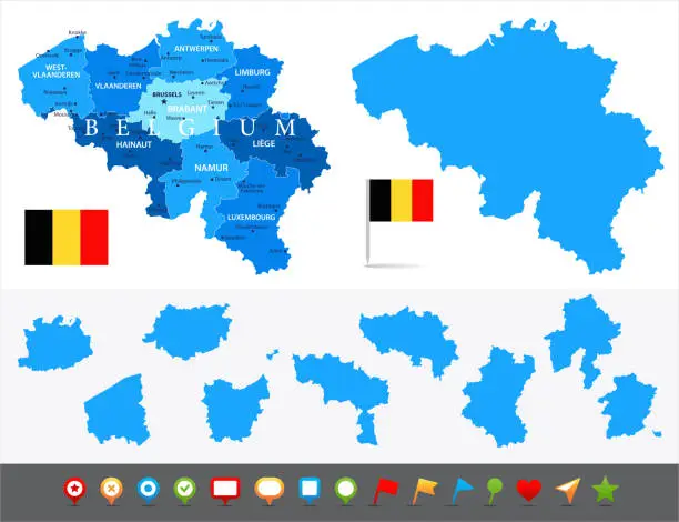 Vector illustration of 29 - Belgium - Blue and Pieces 10