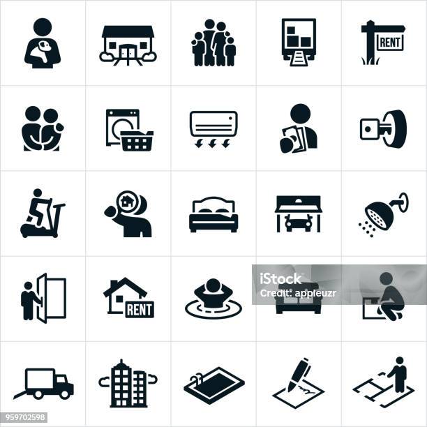 Apartment Rental Icons Stock Illustration - Download Image Now - People, One Person, Tenant