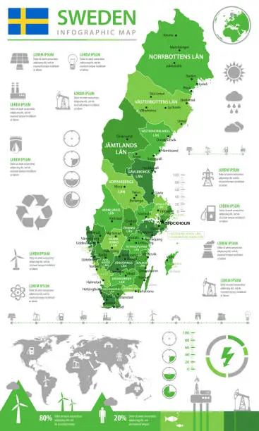 Vector illustration of 14 - Sweden - Eco-Industry Info 10