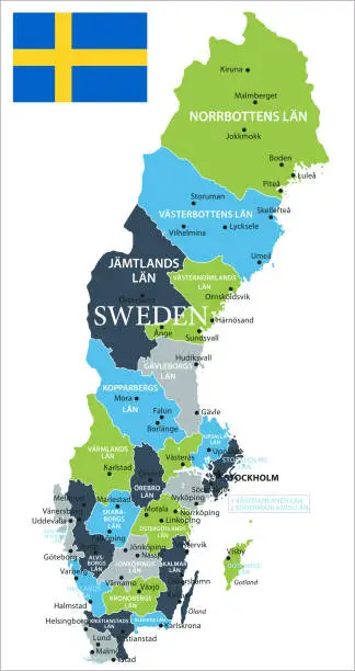 Vector illustration of Map of Sweden - Vector