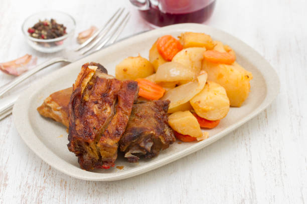 istock grilled lamb with potato on white dish 959708136