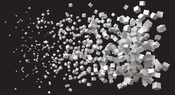 istock wave of simple cubes. size being bigger from left to right. 959711660