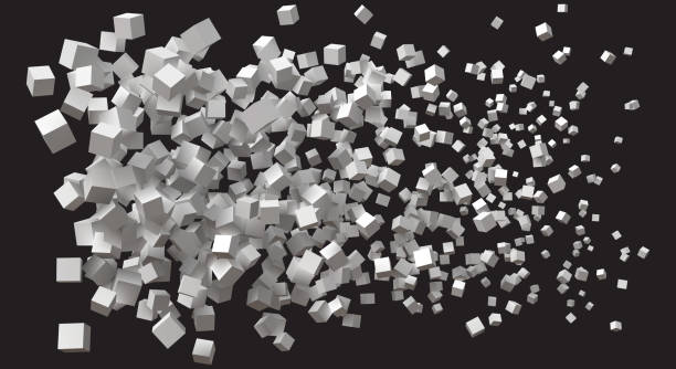 istock wave of simple cubes. size being bigger from right to left. 959711858