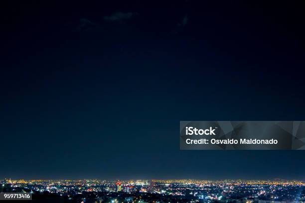 Night Wide Shot Of Monterrey City In Nuevo Leon Mexico Stock Photo - Download Image Now